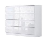 Fwstyle 8 Drawer White Chest Of Drawers Gloss Fronts