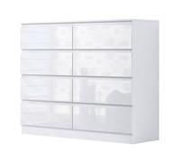 (High Gloss White) 8 Drawer Chest Of Drawers Bedroom Storage Dresser