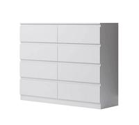 Fwstyle 8 Drawer White Chest Of Drawers Scratch Resistant (H) 99Cm (W) 110Cm (D) 40Cm