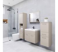 Fwstyle Alba 4 Piece Complete Bathroom Furniture Set Cashmere Frame & Fronts In Beige Beige One Size