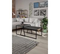 Fwstyle Anthracite Grey Finish Set Of 2 Nesting Coffee Tables Scratch Resistant Grey One Size