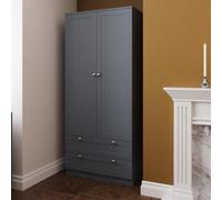 Fwstyle Artus 2 Door Wardrobe With 2 Drawers Grey Panelled Doors (H) 180 (W) 80 (D) 50Cm