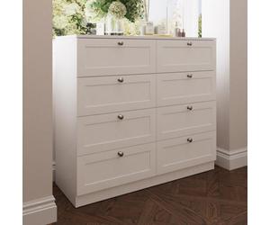 Fwstyle Artus Panelled White 8 Drawer Chest Extra Deep Drawers (H) 99Cm (W) 110Cm (D) 40Cm