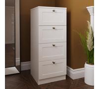 Fwstyle Artus White Panelled 4 Drawer Chest (H) 99Cm (W) 40Cm (D) 40Cm - Extra Deep Drawers