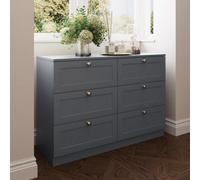 Fwstyle Artus White Panelled 6 Drawer Chest Extra Deep Drawers (H) 77Cm (W) 110Cm (D) 40Cm