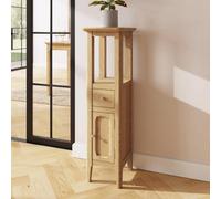 Fwstyle Ash Wood Tall Cabinet Cupboard 1 Door 1 Drawer Ready Assembled