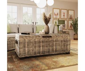 Fwstyle Assembled Lift Up Storage Coffee Table Kubu Rattan Pine