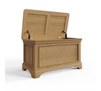 Fwstyle Bedroom Storage Box Natural Lacquered Oak Ottoman Ready Assembled