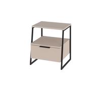 FWStyle Bedside Chest Table 1 Drawer Open Shelf Sandstone in Beige FWStyle Beige