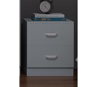 Bedside Table 2 Drawer Matt Grey FWStyle Grey One Size