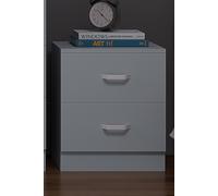 Fwstyle Bedside Table 2 Drawer Matt Grey Grey