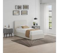 Fwstyle Beige Upholstered Single Ottoman Lift Up Storage Bedframe