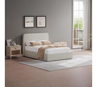 Fwstyle Beige Upholstered Small Double Ottoman Lift Up Storage Bedframe