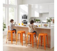 Fwstyle Bistro Set Of 4 24" Assembled Orange Gloss Steel Bar Stools Orange One Size