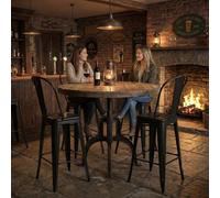 Fwstyle Bistro Set Of 4 24" Black Gloss Metal Bar Chairs