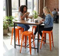 Fwstyle Bistro Set Of 4 24" Ready Assembled Orange Gloss Steel Countertop Bar Stools
