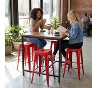 Fwstyle Bistro Set Of 4 24" Ready Assembled Red Gloss Steel Countertop Bar Stools