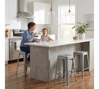 Fwstyle Bistro Set Of 4 24" Ready Assembled Silver Gloss Steel Countertop Bar Stools