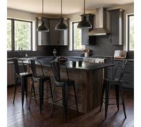 FWStyle Bistro Set Of 4 30" Black Gloss Metal Bar Chairs FWStyle Black