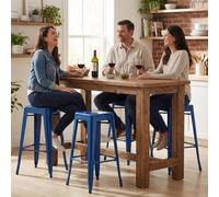 Fwstyle Bistro Set Of 4 30" Blue Metal Bar Stools