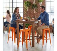 Fwstyle Bistro Set Of 4 30" Orange Metal Bar Stools