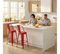 Fwstyle Bistro Set Of 4 30" Red Gloss Metal Bar Chairs