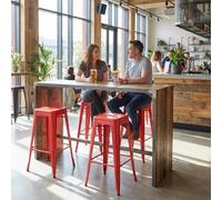 Fwstyle Bistro Set Of 4 30" Red Metal Bar Stools