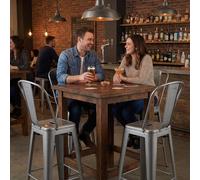 FWStyle Bistro Set Of 4 30" Silver Gloss Metal Bar Chairs FWStyle Silver