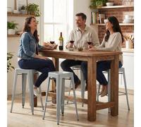 FWStyle Bistro Set Of 4 30" Silver Gloss Metal Bar Stools FWStyle Silver