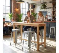 Fwstyle Bistro Set Of 4 30" Silver Metal Bar Stools