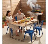 FWStyle Bistro Set Of 4 Blue Gloss Metal Chairs (H) 84 (W) 45.5 (D) 51cm FWStyle Blue