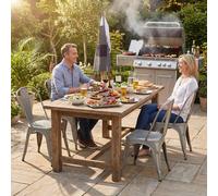 Fwstyle Bistro Set Of 4 Silver Gloss Metal Chairs (H) 84 (W) 45.5 (D) 51Cm Silver