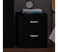 FWStyle Black 2 Drawer Bedside Table Chest Scratch Resistant FWStyle Black