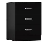 Fwstyle Black 3 Drawer Chest Of Drawers Metal Handles Scratch Resistant Black One Size