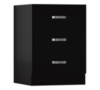 FWStyle Black 3 Drawer Chest Of Drawers Metal Handles Scratch Resistant FWStyle Black