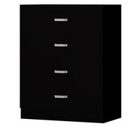 Fwstyle Black 4 Drawer Chest Of Drawers Metal Handles Scratch Resistant Black One Size
