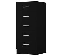 Fwstyle Black 5 Drawer Chest Of Drawers Metal Handles Tall Slim Black One Size