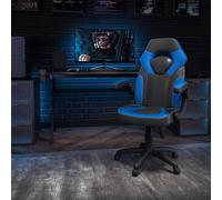 Fwstyle Black & Blue Faux Leather Racer Style Deluxe Gaming Chair Blue