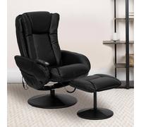 Fwstyle Black Faux Leather Heated Massaging Reclining Armchair With Stool Black One Size