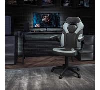 FWStyle Black & Grey Faux Leather Racer Style Deluxe Gaming Chair FWStyle Black