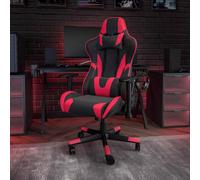 Fwstyle Black & Red Bucket Seat Racer Gaming Chair Faux Leather Black