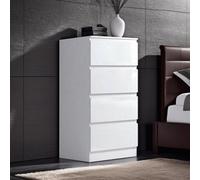 Fwstyle Carlton 4 Drawer Chest Of Drawers White Gloss Tall Boy (H) 99 (W) 40 (D) 40Cm
