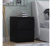 Fwstyle Carlton Black 2 Drawer Bedside Table Chest (H) 55Cm (W) 40Cm (D) 40Cm