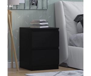 Fwstyle Carlton Black 2 Drawer Bedside Table Chest (H) 55Cm (W) 40Cm (D) 40Cm