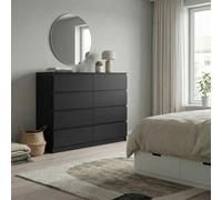 Fwstyle Carlton Black 8 Drawer Chest Of Drawers (H) 99Cm (W) 110Cm (D) 40Cm