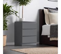 Fwstyle Carlton Dark Grey 3 Drawer Chest (H) 77Cm (W) 60Cm (D) 40Cm