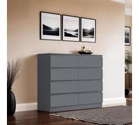 Fwstyle Carlton Dark Grey 8 Drawer Chest (H) 99Cm (W) 110Cm (D) 40Cm