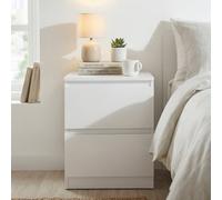 Fwstyle Carlton White 2 Drawer Bedside Chest Of Drawers (H) 55Cm (W) 40Cm (D) 40Cm
