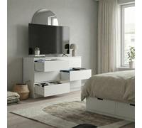 Fwstyle Carlton White 6 Drawer Chest Of Drawers Scratch Resistant Deep Drawer (H) 77 (W) 110 (D) 40Cm