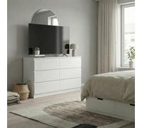 Fwstyle Carlton White 6 Drawer Chest Of Drawers Scratch Resistant (H) 77 (W) 110 (D) 40Cm